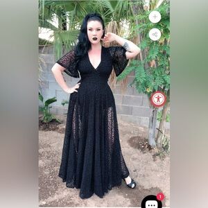 Wax poetic clothing black leopard flocked mesh Lydia dress sz XS